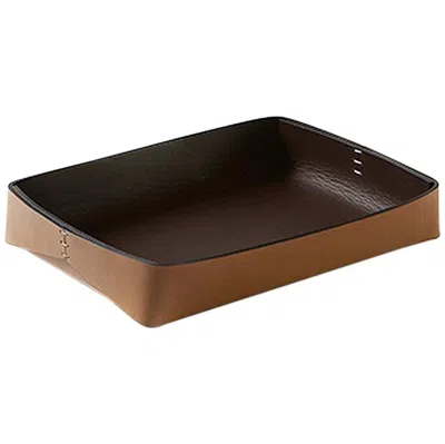 Pre-owned Oscar Maschera Rettangolare Leather Tray Designed By  In Black