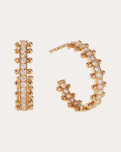 Oscar Massin Women's Lab Diamond & 18k Gold Medium Beaded Hoop Earrings
