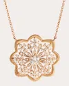 Oscar Massin Women's Lab Diamond Lace Flower Medallion Pendant Necklace In Gold