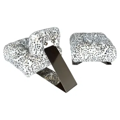 Pre-owned Oscar Niemeyer Osca Niemeyer Aran Armchair & Ottoman Leopard Fur In Gray