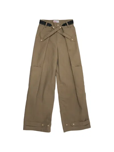Oscar Ouyang Cross Arrow Trousers In Neutral