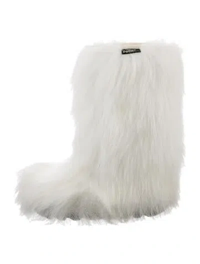 Pre-owned Oscar Sport Fur Boots In White