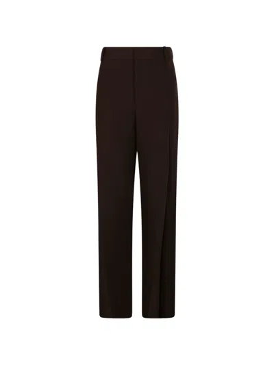Oscar The Collection Archie Wrap-front Belt-loops Trousers In Brown