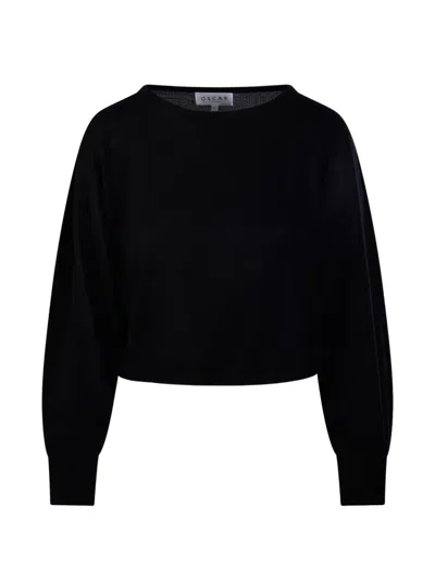 Oscar The Collection Fine-knit Cropped Sweatshirt In Black