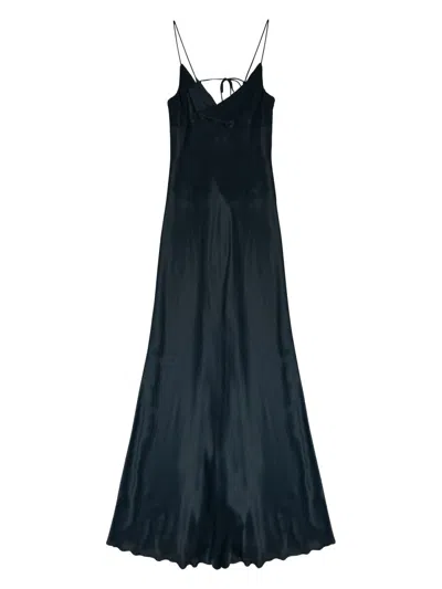 Oscar The Collection Flowing Green Maxi Dress With Tie Detail In Black