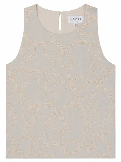 Oscar The Collection Textured Linen-blend Top In Beige