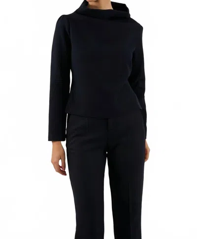 Oscar The Collection Women's Fray Top In Midnight Blue In Black
