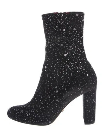 Pre-owned Oscar Tiye Glitter Printed Boots In Black/silver