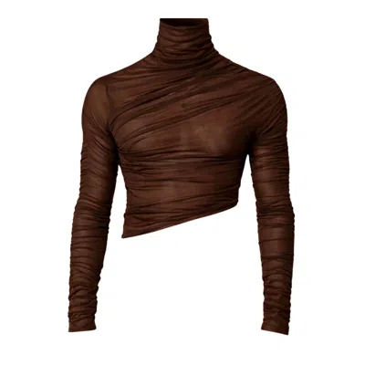 Oscarmorris Men's Caresse Brown Tulle Shirt