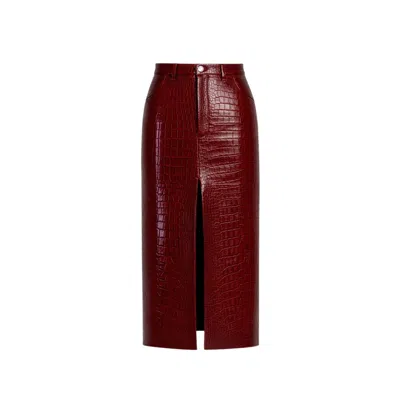 Oscarmorris Women's Brown Croco Maroon Skirt