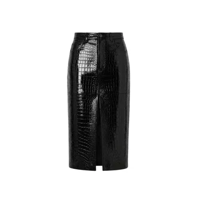 Oscarmorris Women's Croco Black Skirt