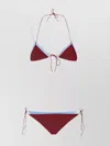 Oseree Adjustable Glitter Triangle Top Swimsuit In Burgundy