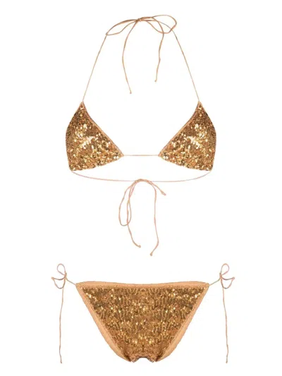 Oseree Amber Sequins Microkini In Yellow