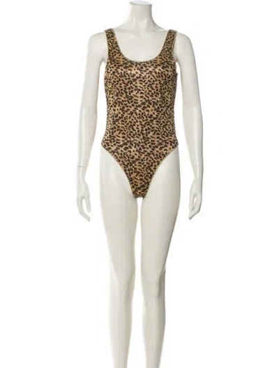 Pre-owned Oseree Animal Print Glitter Accents One-piece W/ Tags In Neutral