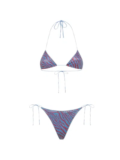 Oseree Animalier Glitter-effect Bikini In Multi