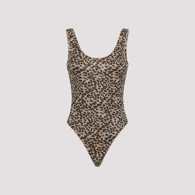 Oseree Animalier Lumier Sporty Maillot One-piece Swimsuit In Brown