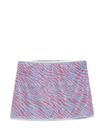 Oseree Animalier Zebra-print Mini Beach Skirt In Multi