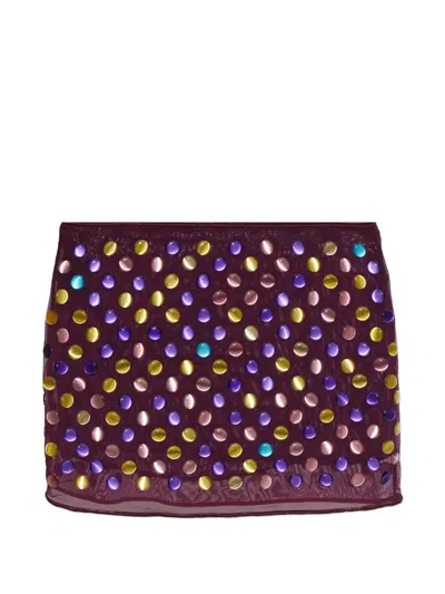 Oseree Appliqué-embellished Mesh-mini Skirt In Multi