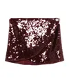 Oseree Sequin-embellished Wrap Skirt In Burgundy