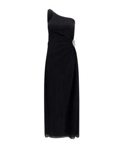 Oseree Asymmetrical Dress In Black