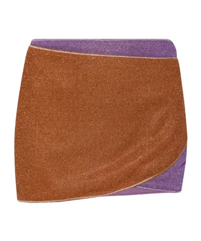 Oseree Asymmetrical Mini Skirt In Orange
