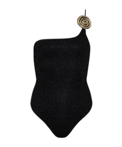 Oseree Asymmetrical One-piece Swimsuit In Black