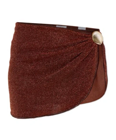 Oseree Asymmetrical Skirt In Brown