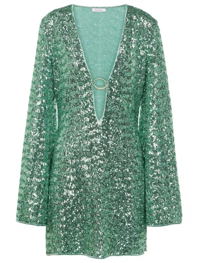 Oseree Beach Cover-up With Sequins In Green