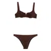 Oseree Two-piece Set Including Cropped Top And Swim Trunks In Brown