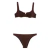 Oseree Two-piece Set Including Cropped Top And Swim Trunks In Burgundy