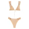Oseree Two-piece Lace-up Bikini Set In Neutral