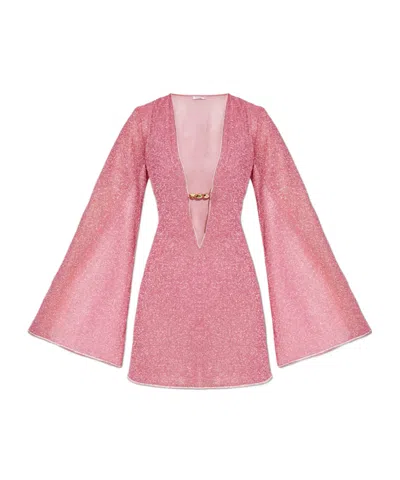 Oseree Bell Sleeve Dress In Pink