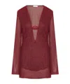 Oseree Bell Sleeve Mini Dress In Red