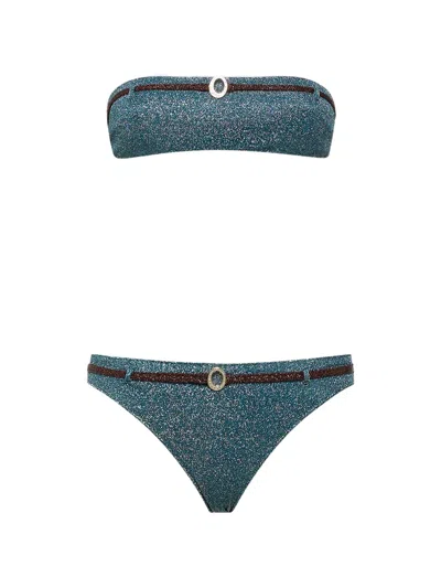 Oseree Lumiere Micro Belt Bikini Set In Blue