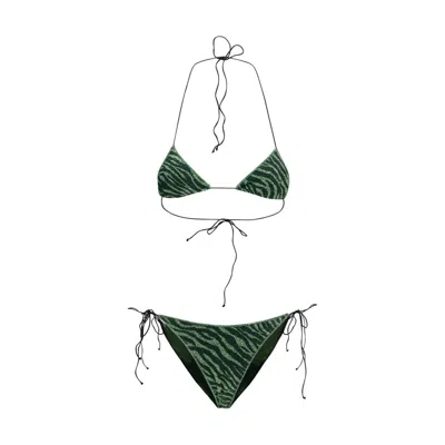 Oseree Bicolor Polyamide Bikini In Green