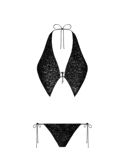 Oseree Bikini Set With Sequins In Black