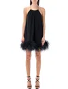OSEREE BLACK FEATHER MINI DRESS FOR WOMEN IN SS24 COLLECTION