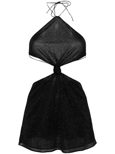 Oseree Black Lumière Halterneck Mini Dress