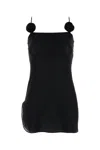 Oseree Oséree Lumière Floral-appliqué Minidress In Black
