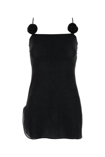 Oseree Black Nylon Mini Dress