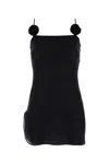 Oseree Oséree Lumière Floral-appliqué Minidress In Black