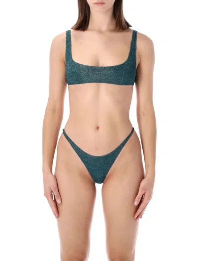 Oseree Shimmer Metallic Bikini In Green