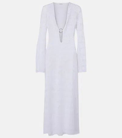 Oseree Crystal-embellished Ring-detail Maxi Dress In White