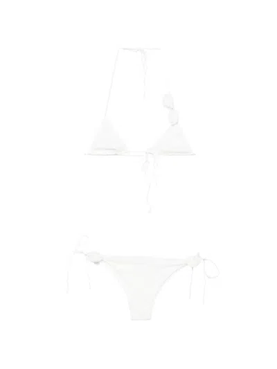 Oseree Bridal Rose Bikini Set In White