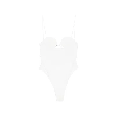 Oseree Bridal Shell Swimsuit In White