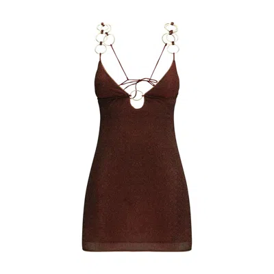 Oseree Lumiere Ring Mini Dress In Brown