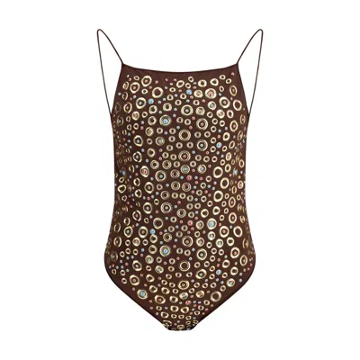 Oseree Brown Polyamide One-piece Swimsuit