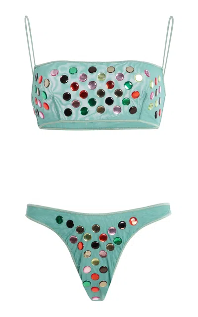 Oseree Bubble Bandeau Bikini In Green