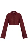 Oseree Burgundy Shirt Finished With Lurex Thread In Brown