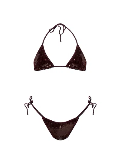 OSEREE OSEREE BURGUNDY TWO-PIECE SWIMSUIT